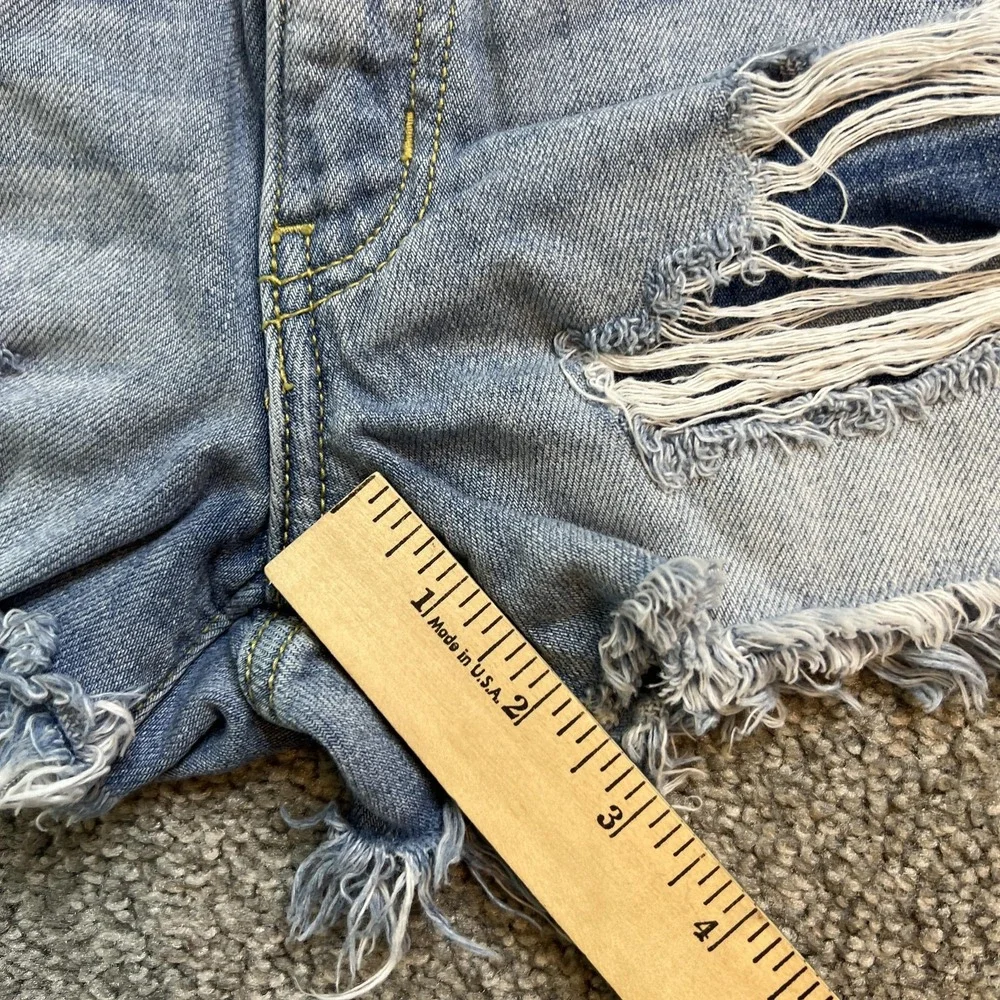 KanCan Denim Jean‎ Shorts Womens 1/24 Blue Distressed Ripped Frayed Hem Cutoff